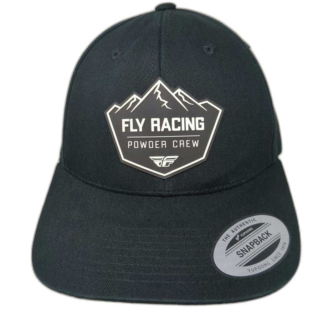Fly Racing Snapback Black Hat One Size Mountain Powder Crew Patch Cotton Yupoong